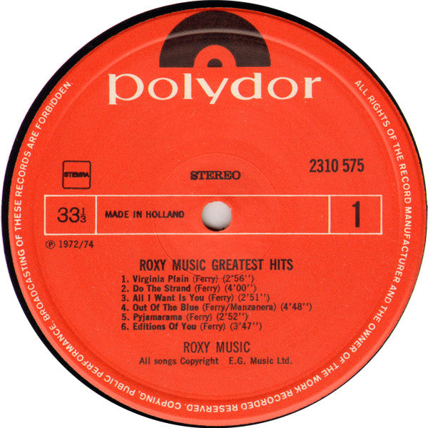 Roxy Music : Greatest Hits (LP, Comp)