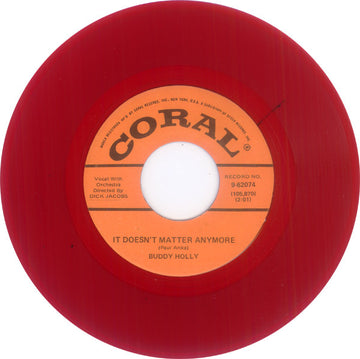 Buddy Holly : It Doesn't Matter Anymore / Raining In My Heart (7", Single, RE, Unofficial, Red)