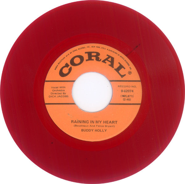 Buddy Holly : It Doesn't Matter Anymore / Raining In My Heart (7", Single, RE, Unofficial, Red)