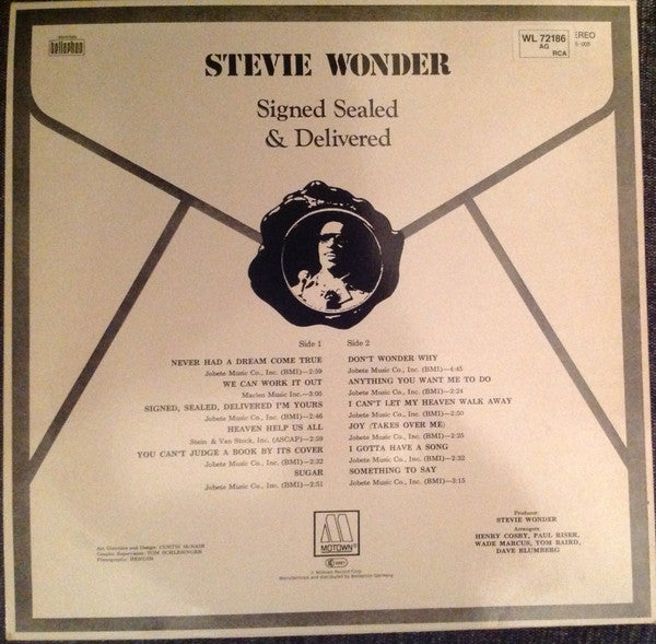 Stevie Wonder : Signed Sealed & Delivered (LP, Album, RE)