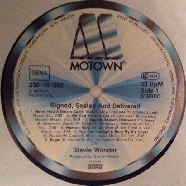Stevie Wonder : Signed Sealed & Delivered (LP, Album, RE)