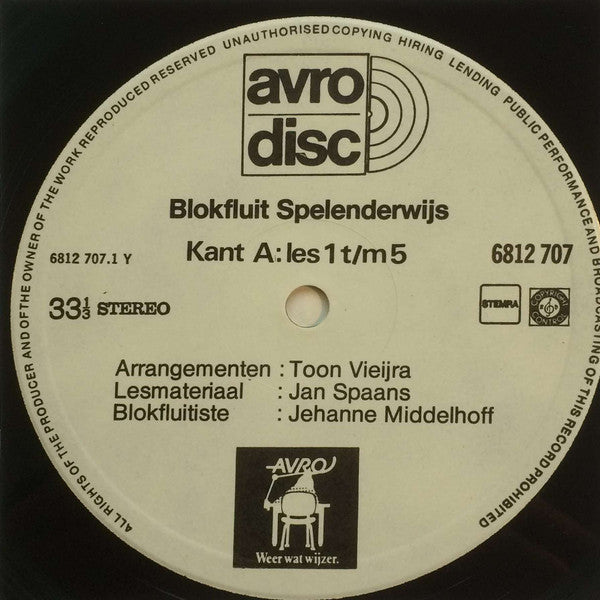 Jan Spaans : Blokfluit Spelenderwijs (LP, Album, Gat)