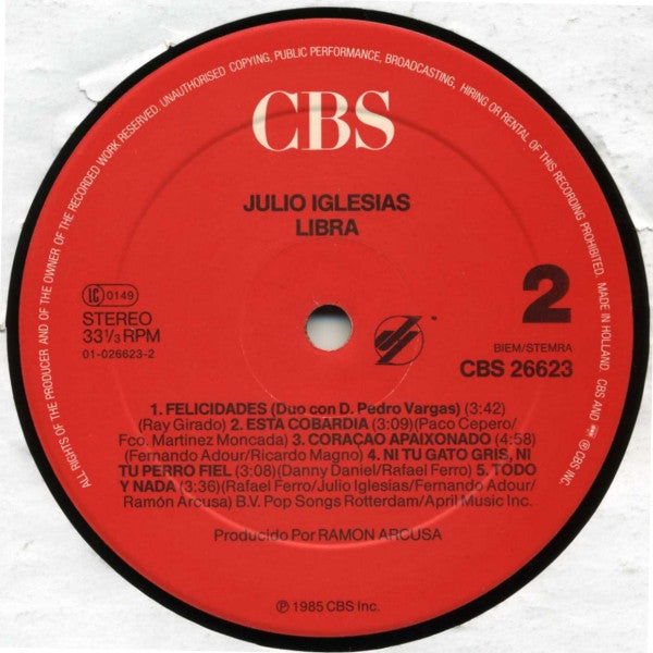 Julio Iglesias : Libra (LP, Album)