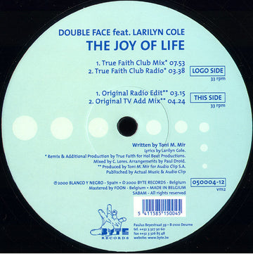 Double Face (2) Feat. Larilyn Cole : The Joy Of Life (12")