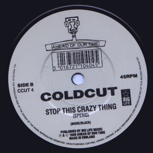 Coldcut Featuring Junior Reid And Ahead Of Our Time Orchestra : Stop This Crazy Thing (7", Single)