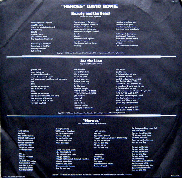 David Bowie : "Heroes" (LP, Album, Wad)