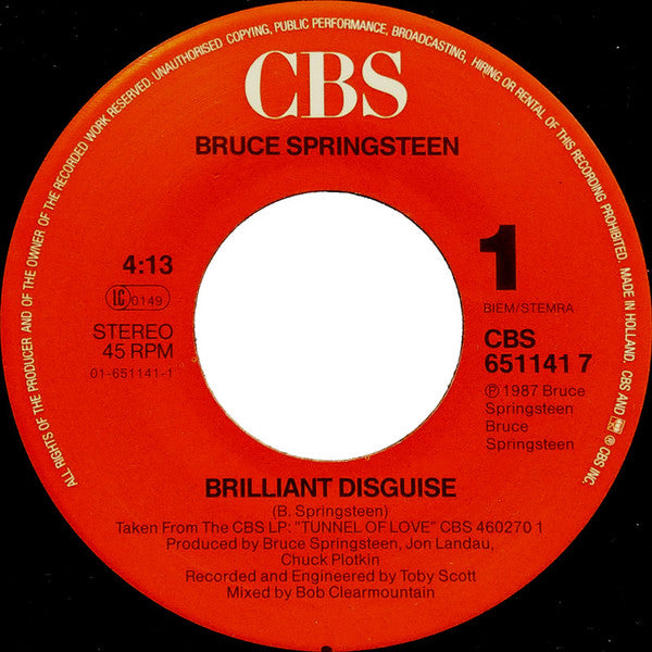 Bruce Springsteen : Brilliant Disguise (7", Single)
