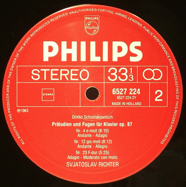 Shostakovich*, Sviatoslav Richter : 6 Preludes And Fugues From Op.87 (LP, Album, RE)