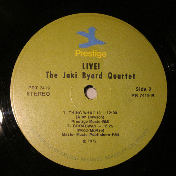 The Jaki Byard Quartet : Live! Vol. 1 (LP, Album, RE)