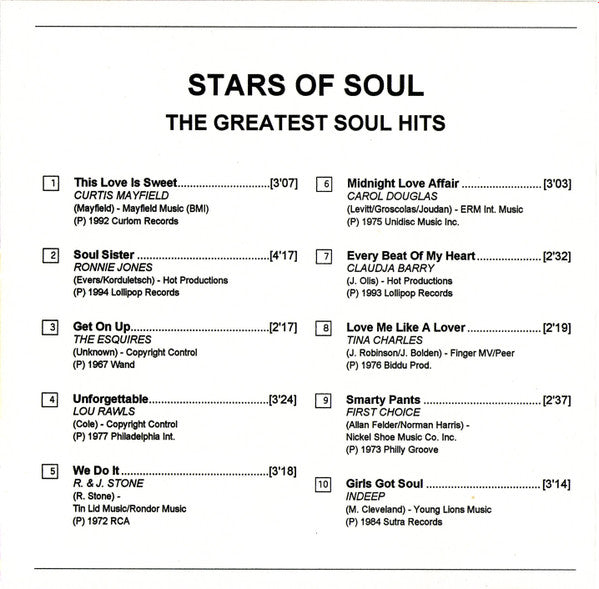 Various : Stars Of Soul (Hits With Heart & Soul) (CD, Comp)