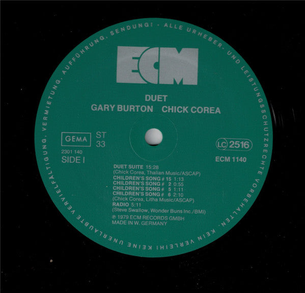 Gary Burton / Chick Corea : Duet (LP, Album)