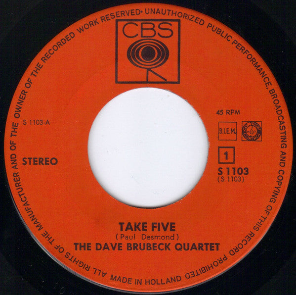 Dave Brubeck : Take Five (7", Single, RE)