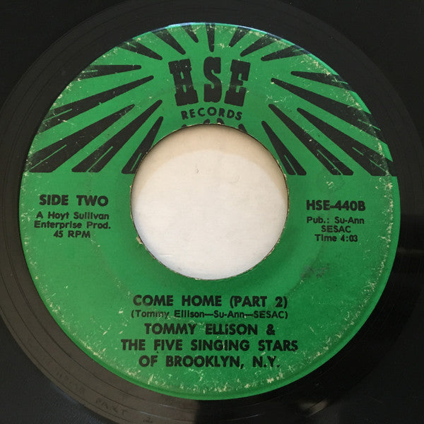 Tommy Ellison & The Five Singing Stars : Come Home (7", Single)