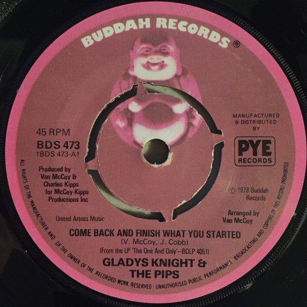 Gladys Knight & The Pips* : Come Back And Finish What You Started (7", Single, Pus)