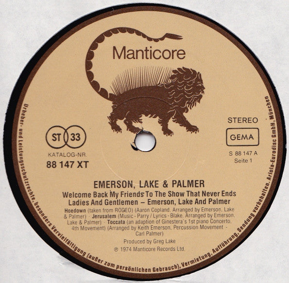 Emerson, Lake & Palmer : Welcome Back My Friends To The Show That Never Ends - Ladies And Gentlemen (3xLP, Album)