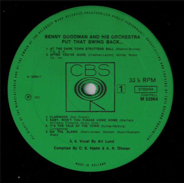 Benny Goodman And His Orchestra : Put That Swing Back ... (LP, Comp, Mono)