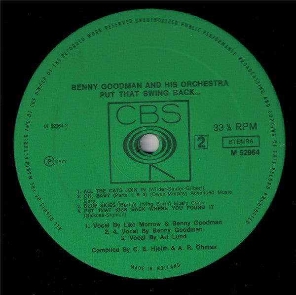 Benny Goodman And His Orchestra : Put That Swing Back ... (LP, Comp, Mono)