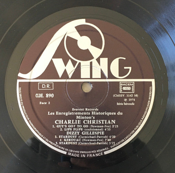 Charlie Christian / Dizzy Gillespie : Les Enregistrements Historiques Du Minton's (LP, Album, Mono, RE)
