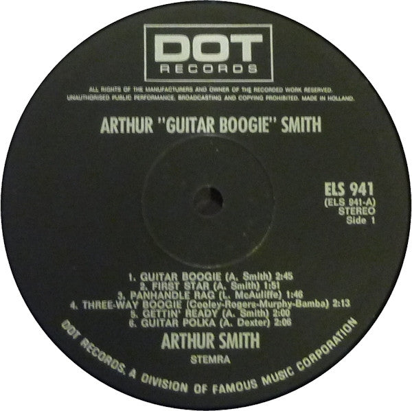 Arthur Smith (2) : Arthur "Guitar Boogie" Smith (LP, Album, RE)