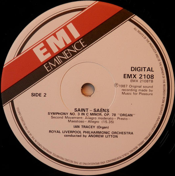 Camille Saint-Saëns / Hector Berlioz, Royal Liverpool Philharmonic Orchestra, Andrew Litton, Ian Tracey : Symphony No. 3 "Organ." / Le Carnaval Romain - Overture (LP, Album)