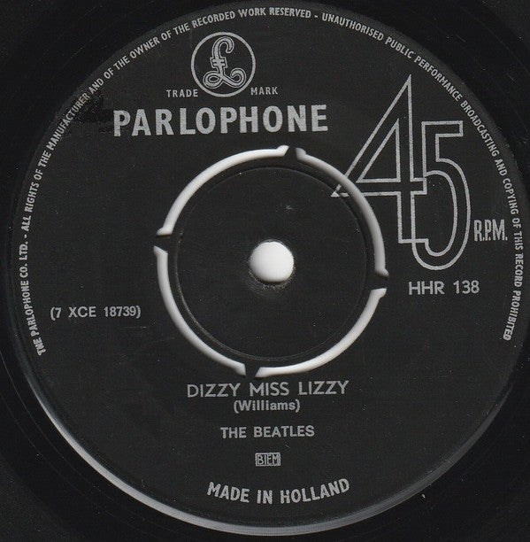 The Beatles : Dizzy Miss Lizzy / Yesterday (7", Single)