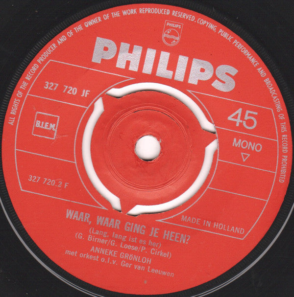 Anneke Grönloh : Schemering / Waar, Waar Ging Je Heen? (7", Single, Mono)