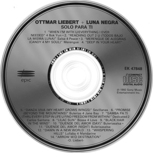 Ottmar Liebert And Luna Negra : Solo Para Ti (CD, Album)
