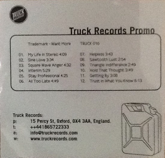 Trademark : Want More (CDr, Album, Promo)