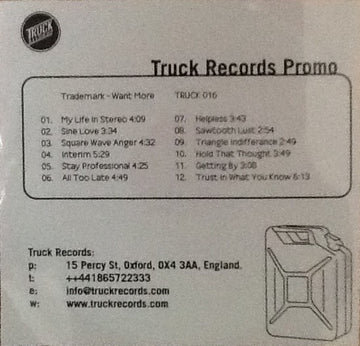 Trademark : Want More (CDr, Album, Promo)