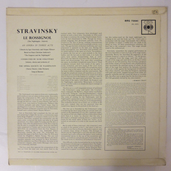 Igor Stravinsky : Stravinsky Conducts Stravinsky: Le Rossignol (The Nightingale) - An Opera In Three Acts (LP)