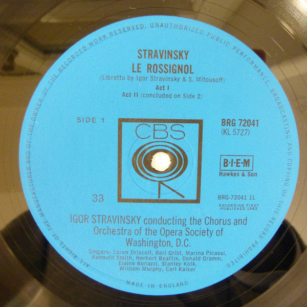 Igor Stravinsky : Stravinsky Conducts Stravinsky: Le Rossignol (The Nightingale) - An Opera In Three Acts (LP)