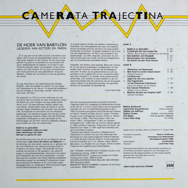 Camerata Trajectina : De Hoer Van Babylon - Liederen Van Ketters En Papen (LP)