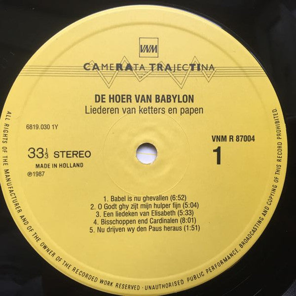 Camerata Trajectina : De Hoer Van Babylon - Liederen Van Ketters En Papen (LP)