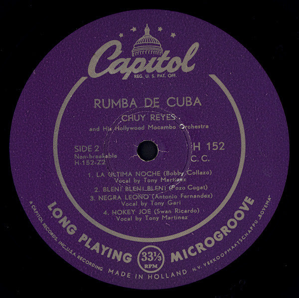 Chuy Reyes And His Hollywood Mocambo Orchestra* : Rumba De Cuba (10", Mono)