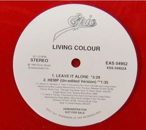 Living Colour : Leave It Alone (12", Single, Promo, Tra)