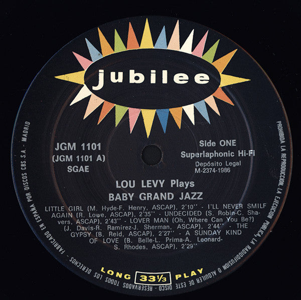 Lou Levy : Plays Baby Grand Jazz (LP, RE)