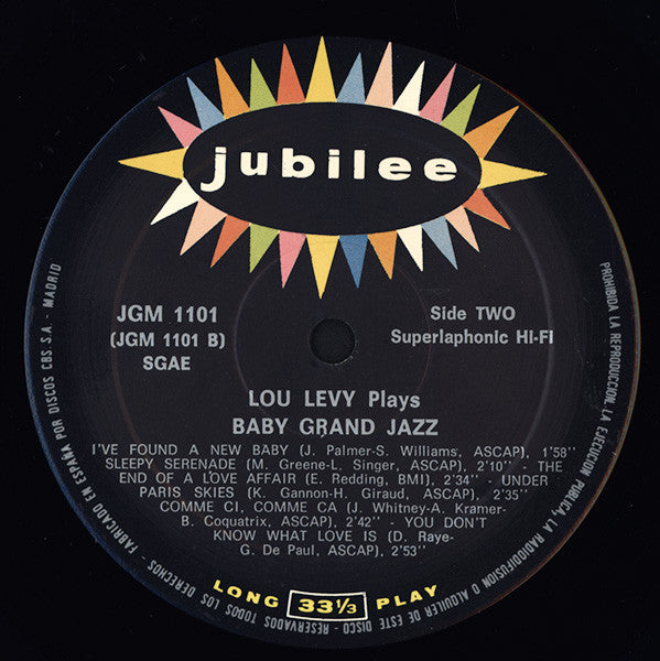 Lou Levy : Plays Baby Grand Jazz (LP, RE)