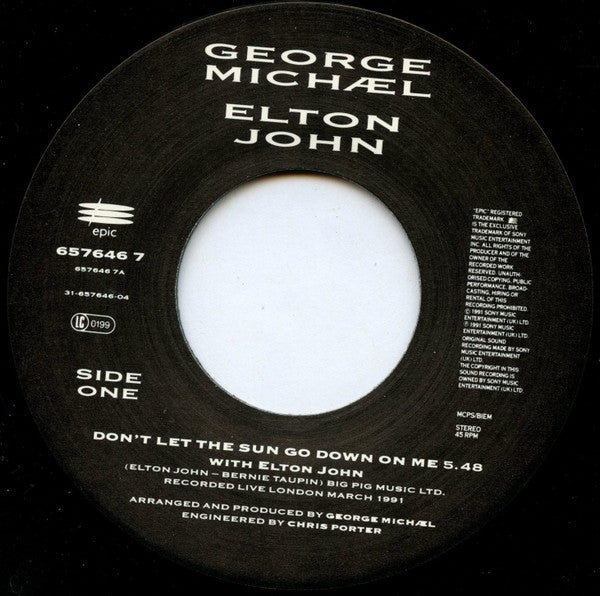 George Michael, Elton John : Don't Let The Sun Go Down On Me (7", Single, Lar)