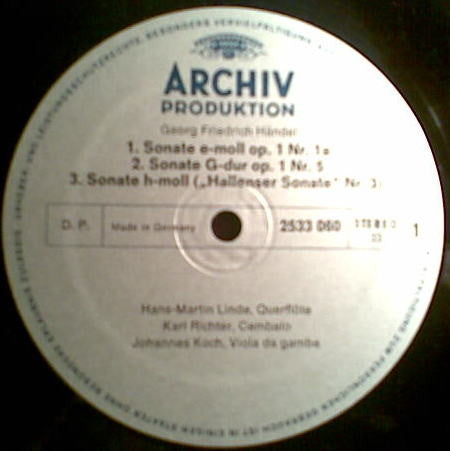 Georg Friedrich Händel - Hans-Martin Linde ∙ Karl Richter ∙ Johannes Koch : 6 Sonaten Für Querflöte Und Basso Continuo (LP, Album, RE, Gat)