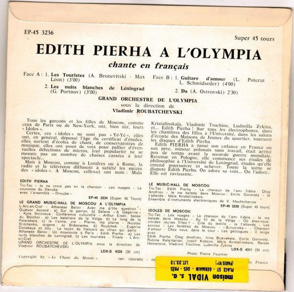 Эдита Пьеха : A L'Olympia (Chante En Francais) (7", EP)