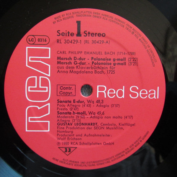 Carl Philipp Emanuel Bach - Gustav Leonhardt : C. Ph. E. Bach: Sonaten - Ronden - Fantasien (2xLP, Album)