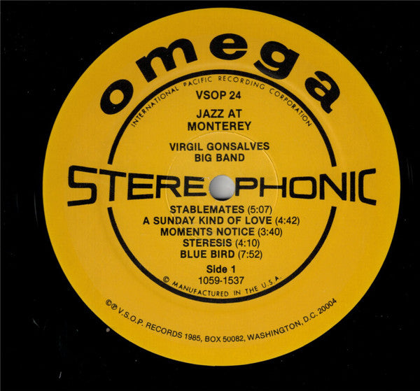 Virgil Gonsalves Big Band Plus Virgil Gonsalves Sextet : Jazz At Monterey  (LP, Album, RE)