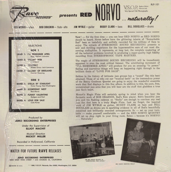 Red Norvo Quintet : Norvo... Naturally! (LP, Album, RE)