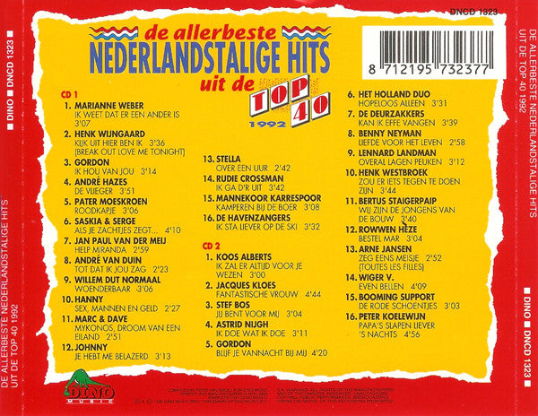 Various : De Allerbeste Nederlandstalige Hits Uit De Top 40 1992 (2xCD, Comp)