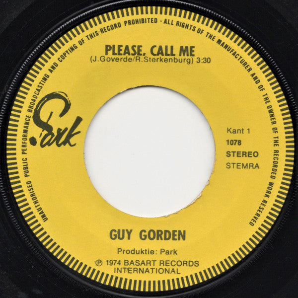 Guy Gorden : Please call me / My heart cries for you (7")