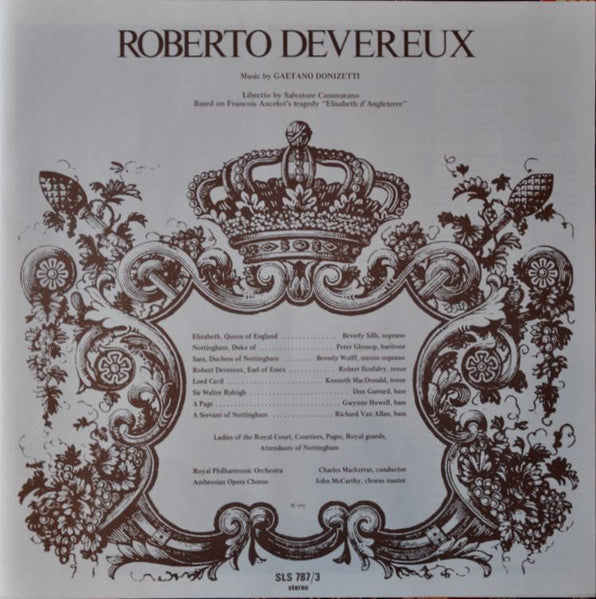 Donizetti* - Beverly Sills, Robert Ilosfalvy*, Peter Glossop, Beverly Wolff, Royal Philharmonic Orchestra, Charles Mackerras*, Ambrosian Opera Chorus* : Roberto Devereux (2xLP + LP, S/Sided + Box, Album)