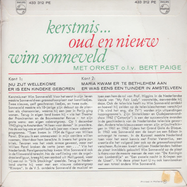 Wim Sonneveld : Kerstmis...Oud En Nieuw (7", EP, Mono)