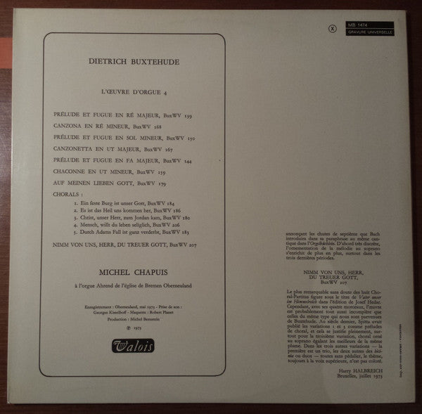 Dieterich Buxtehude, Michel Chapuis : L'Œuvre D'Orgue 4 (LP)