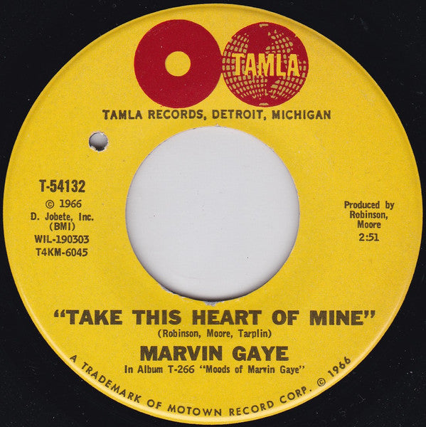 Marvin Gaye : Take This Heart Of Mine / Need Your Lovin - Want You Back (7", Single, Mono, Hol)