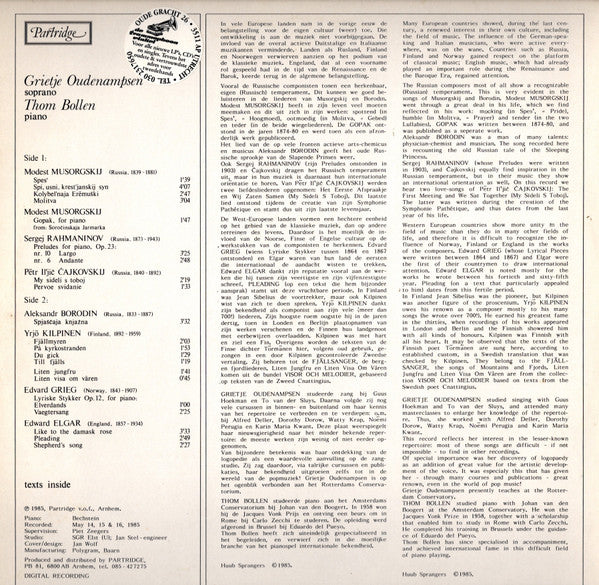 Grietje Oudenampsen & Thom Bollen : Grietje Oudenampsen Soprano & Thom Bollen Piano (LP, Album)